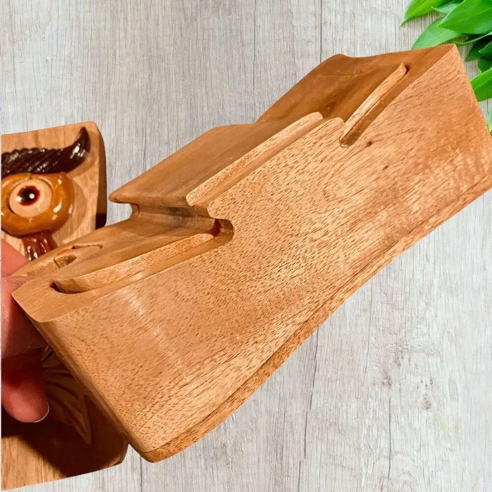 Owl Wood Puzzle Trinket Jewelry Box